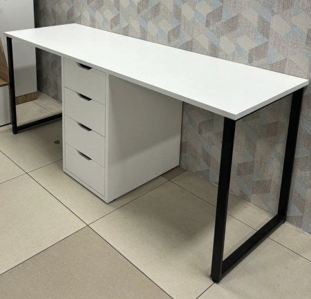 Стол Дуэт 1800 мм (белый + опоры черные) от Династия Kids