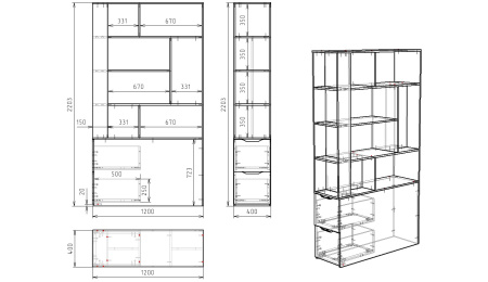 Комплект для 2 школьников (столы Соло + стеллаж для зонирования + полки)  от Династия Kids