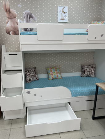 Двухъярусная кровать Дуэт 180х80  с бортиком от Династия Kids