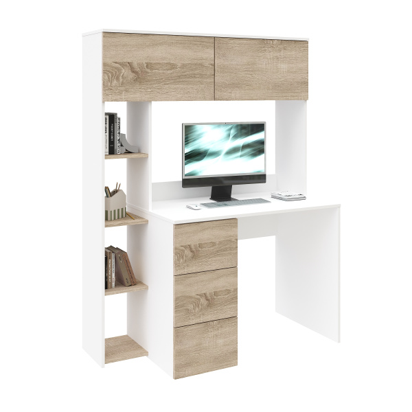 Стол Ритм 1250 мм (корпус белый + фасады дуб сонома). Левый/правый