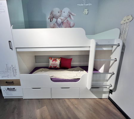 Кровать двухъярусная Малыши Двойняшки 180х80 (дуб сонома + белый) от Династия Kids