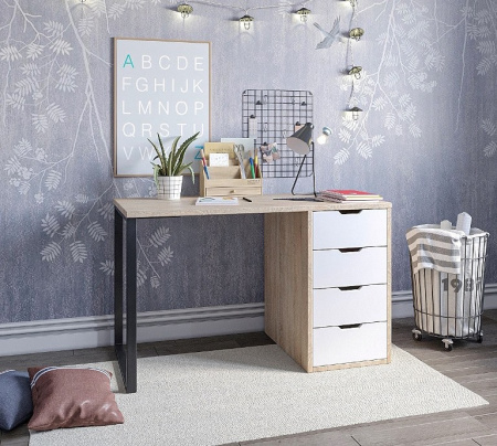 Стол Соло 1200 мм (дуб сонома + белый) от Династия Kids