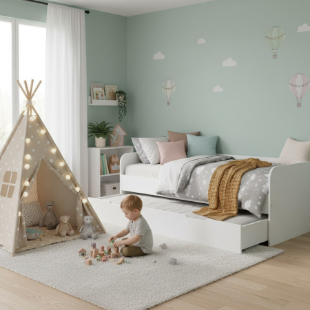 Кровать 2-х ярусная Дабл 190х90 +180х80 (дуб золотистый + белый)  от Династия Kids