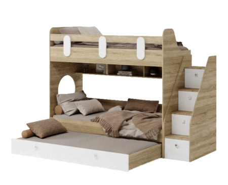 Кровать Фортуна-3 (корпус белый + фасады дуб сонома) 190*80 от Династия Kids