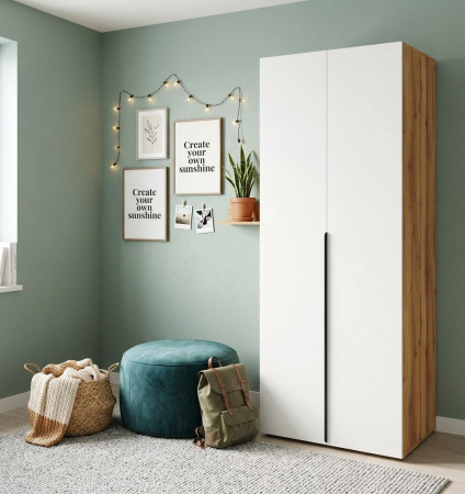 Шкаф 2-х дверный Брайт Золотистый (внутри штанга + ящик) от Династия Kids