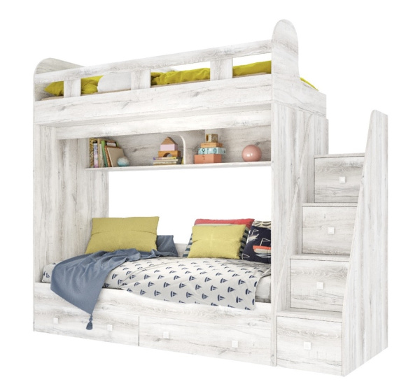 Кровать 2-х ярусная Юниор 2 (правая/левая) 190х80 от Династия Kids