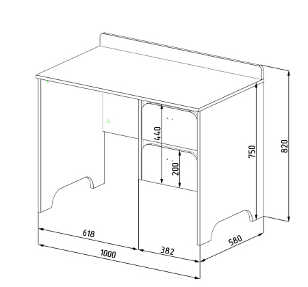 Стол письменный Юни ширина 1000 (дуб сонома+белый) от Династия Kids