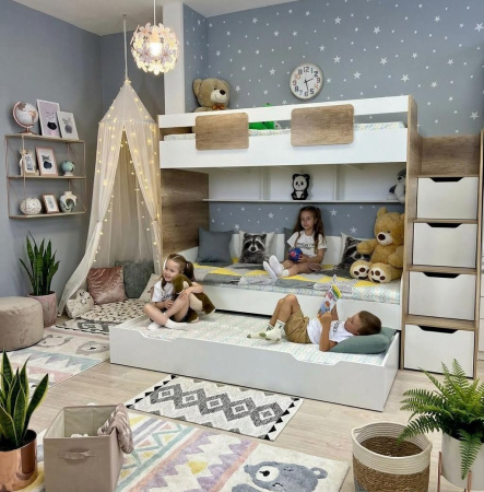 Кровать-чердак Лайт Лофт + кровать Двушка 190х90 от Династия Kids