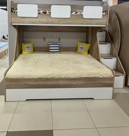 Кровать МЕГА ПРЕМИУМ (дуб каньон+белый) 120х200