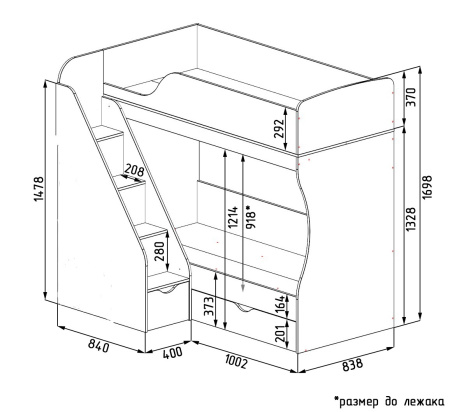 Комплект для 2 детей: кровать Умка-3 + шкафы Умка New (2 шт) от Династия Kids