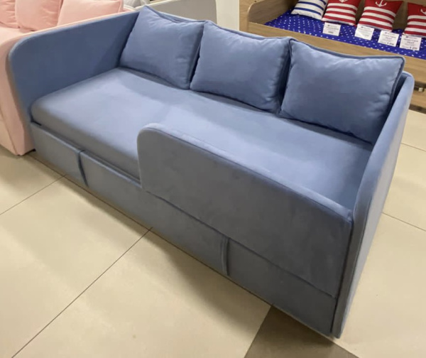 Диван-кровать Кэви 165х75 (в комплекте матрас, подушки, бортик, ящик) Велюр Тедди  310