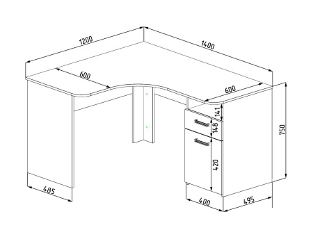 Стол угловой Твой Стиль 1400 мм левый (распродажа)