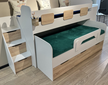 Кровать двухъярусная Городок (бетон пайн + белый) от Династия Kids