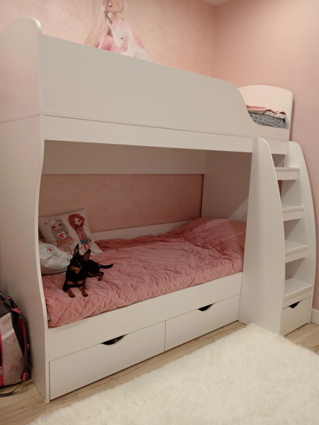 Двухъярусная кровать Умка (цвет белый) 180*80 от Династия Kids