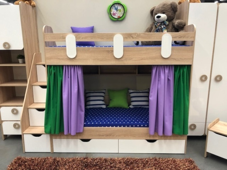 2-х ярусная кровать Фортуна (велюр + белый) 180*80 от Династия Kids