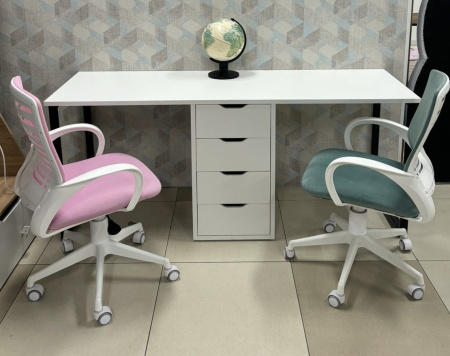 Стол Дуэт 1800 мм (белый + опоры черные) от Династия Kids