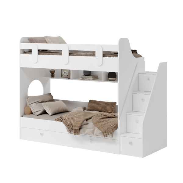 Двухъярусная кровать Фортуна-3 (цвет белый) 190х80 от Династия Kids