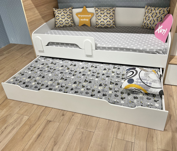 Кровать выдвижная Двушка (цвет: белый) 190х90 от Династия Kids