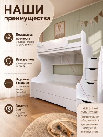 Кровать Биг 120х200 (цвет белый) от Династия Kids